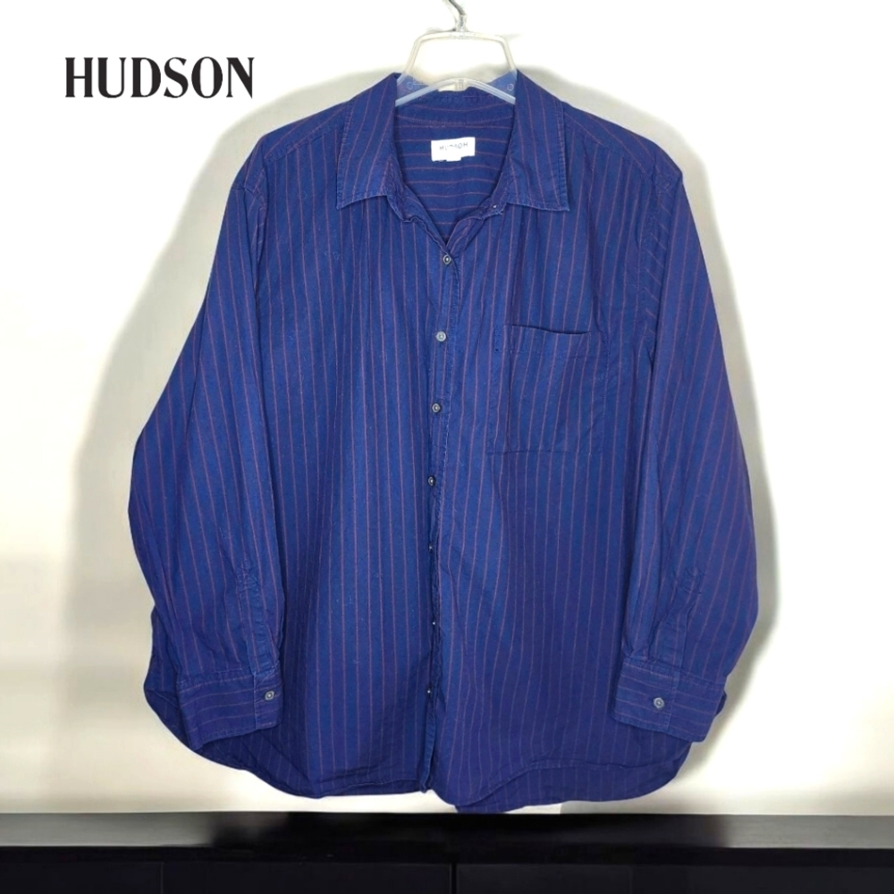 HUDSON Blue Pinstriped Shirt - 2X